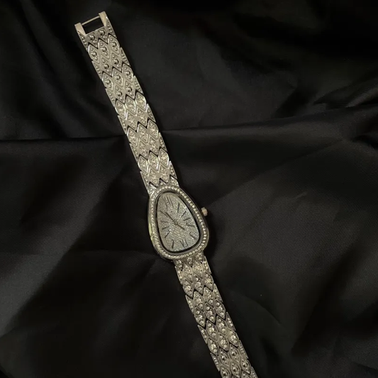 Diamond Radiance Timepiece: Silver and Crystal Watch