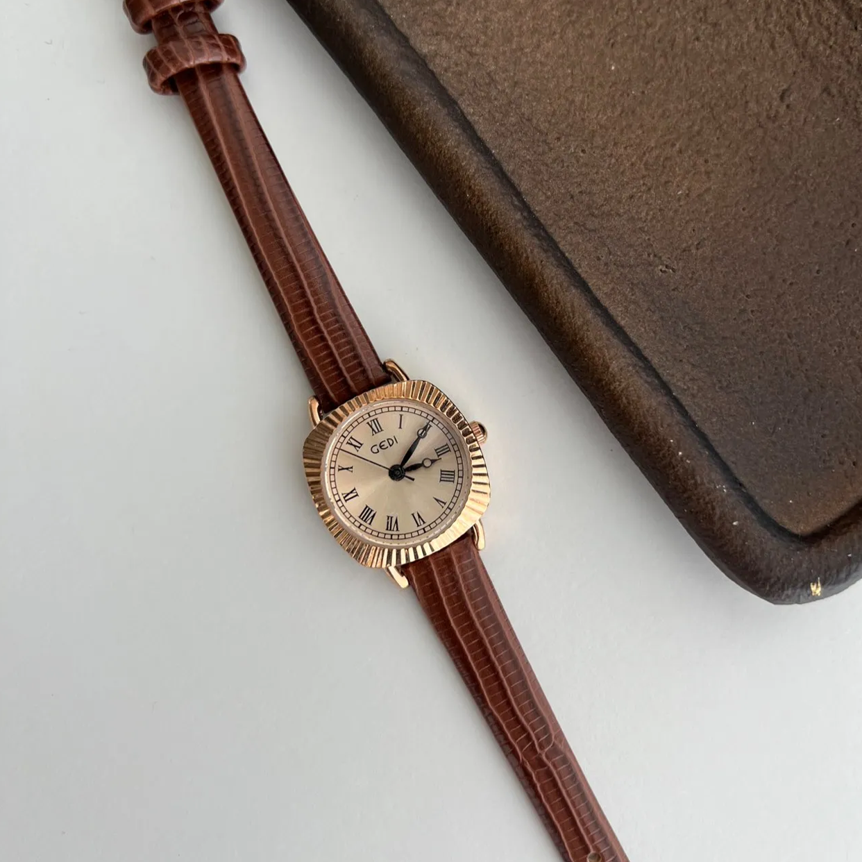 Chestnut Grace Timepiece: Rose Gold and Tawny Watch