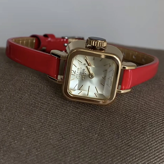 Crimson Sugar Timepiece: Red Leather Mini Quartz Watch