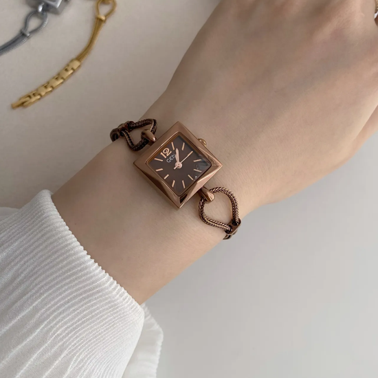 Melard Brown Timepiece: Square Waterproof Chain Watch