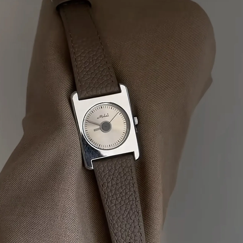 Litchi Luxe Timepiece: Square Leather Quartz Watch