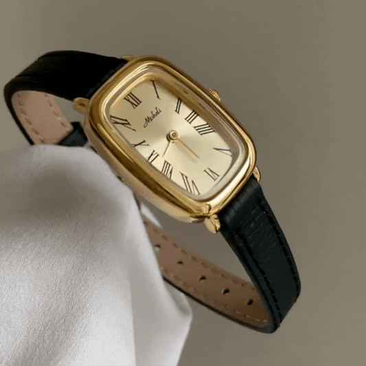 Classic Oval Leather Quartz Timepiece